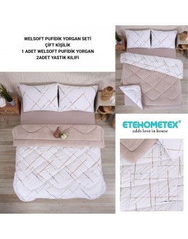 ETE HOMETEX ÇİFT KİŞİLİK LÜX WELSOFT YORGAN 195X215CM YANSIMA BEJ 8696474231937